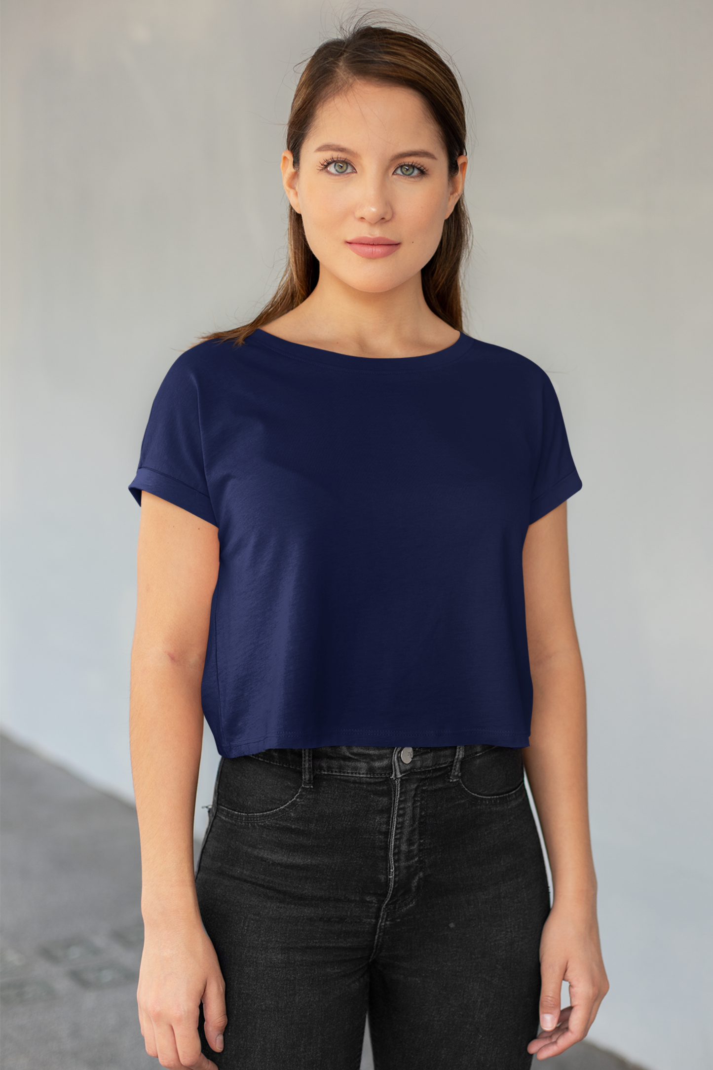 Seashell Navy Blue Crop Top