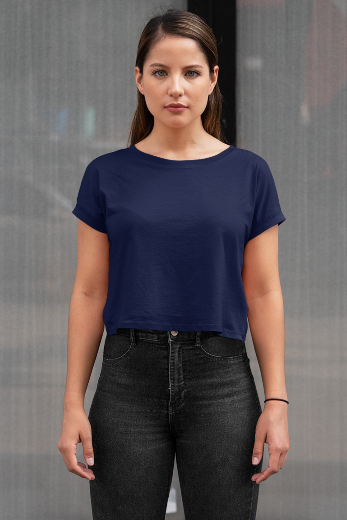 Seashell Navy Blue Crop Top