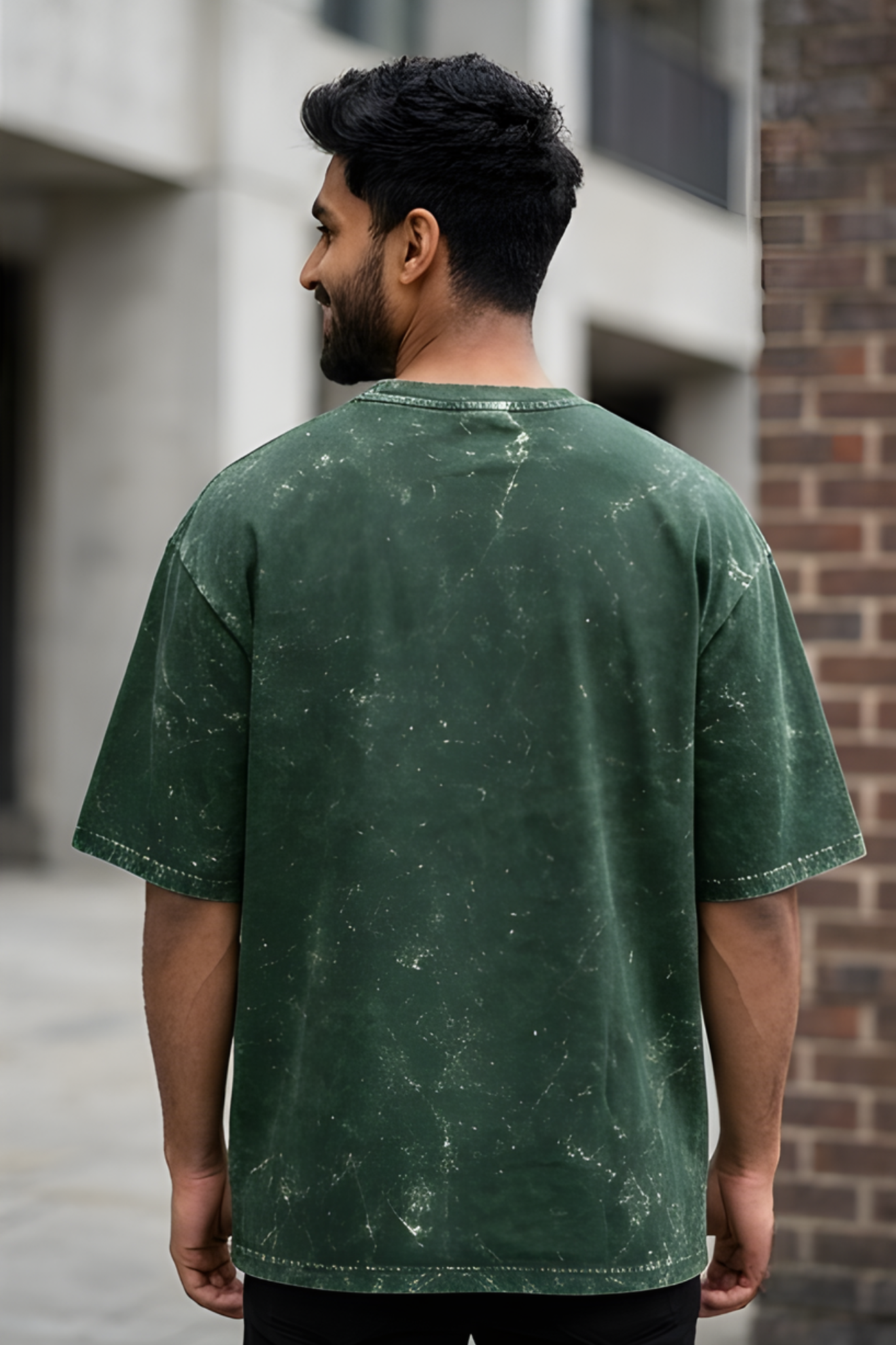 Bottle Green Acid Wash Tee