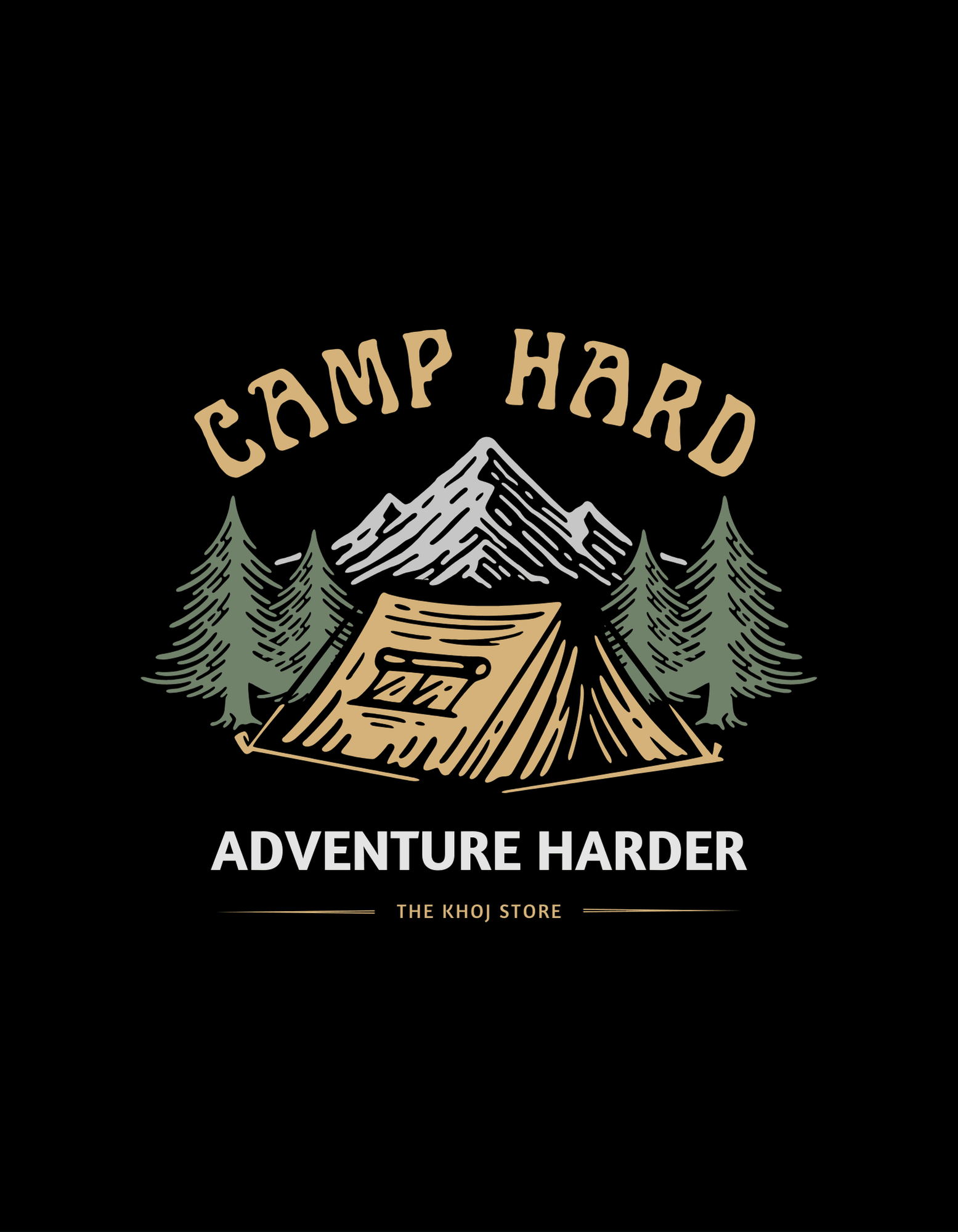Camp Hard, Adventure Harder T-Shirt - The Khoj Store