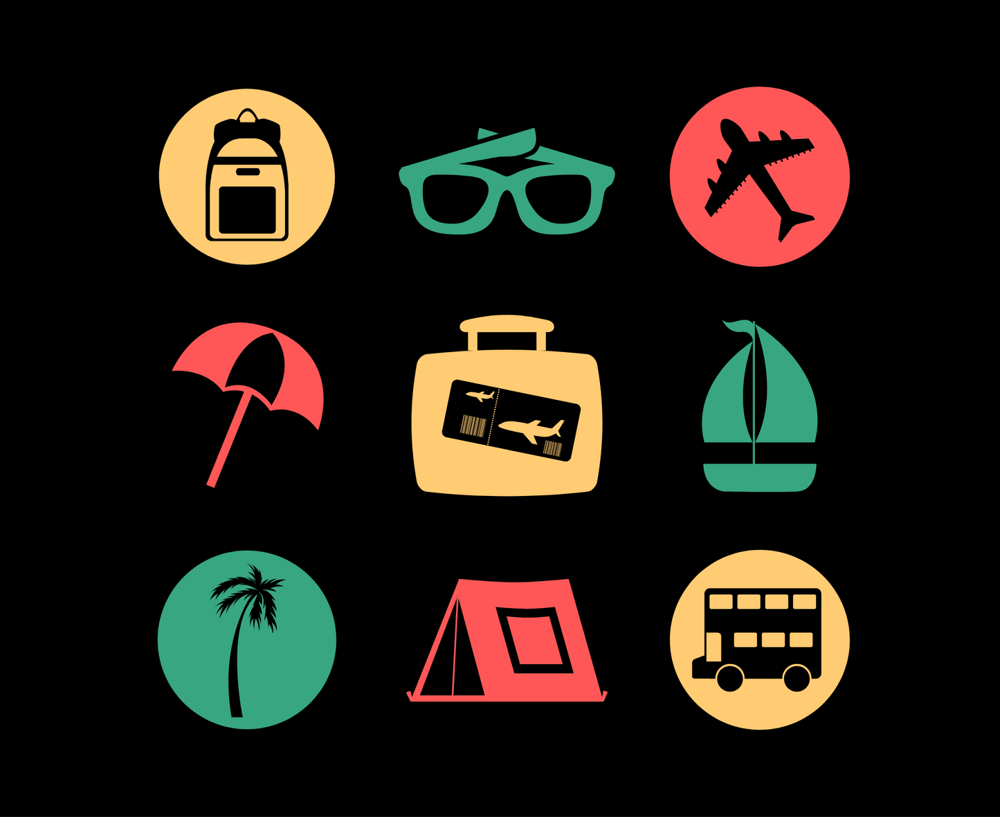 Colorful Travel Icons - The Khoj Store