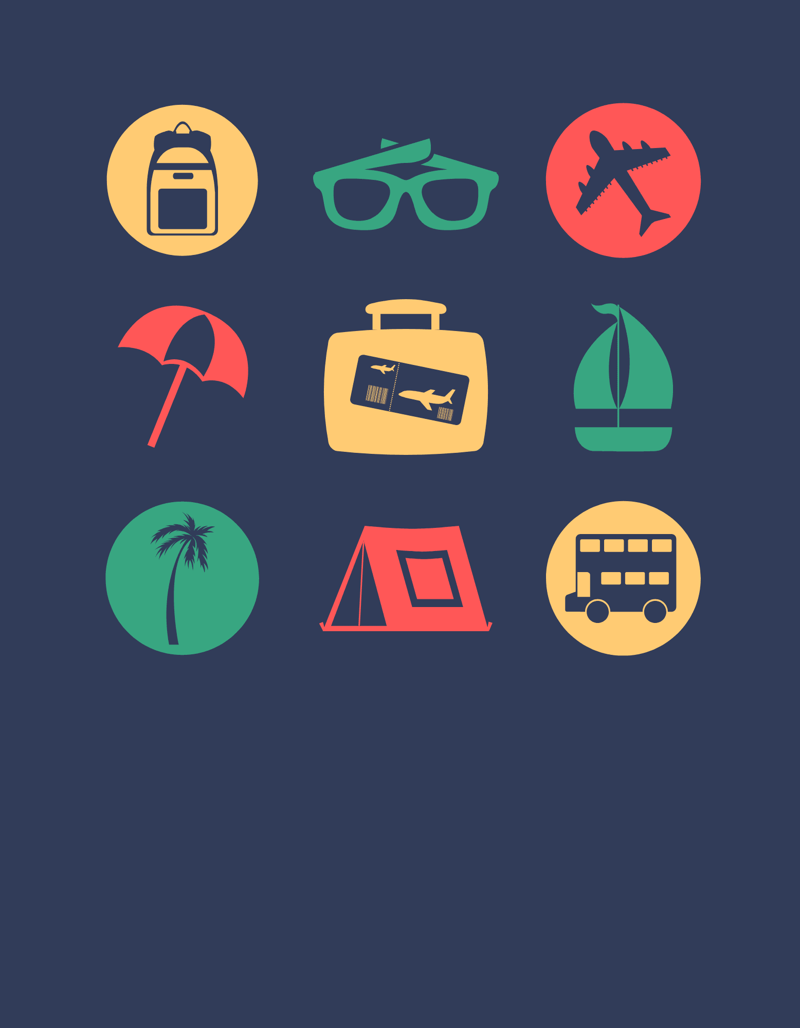 Colorful Icons Travel T-Shirt - The Khoj Store