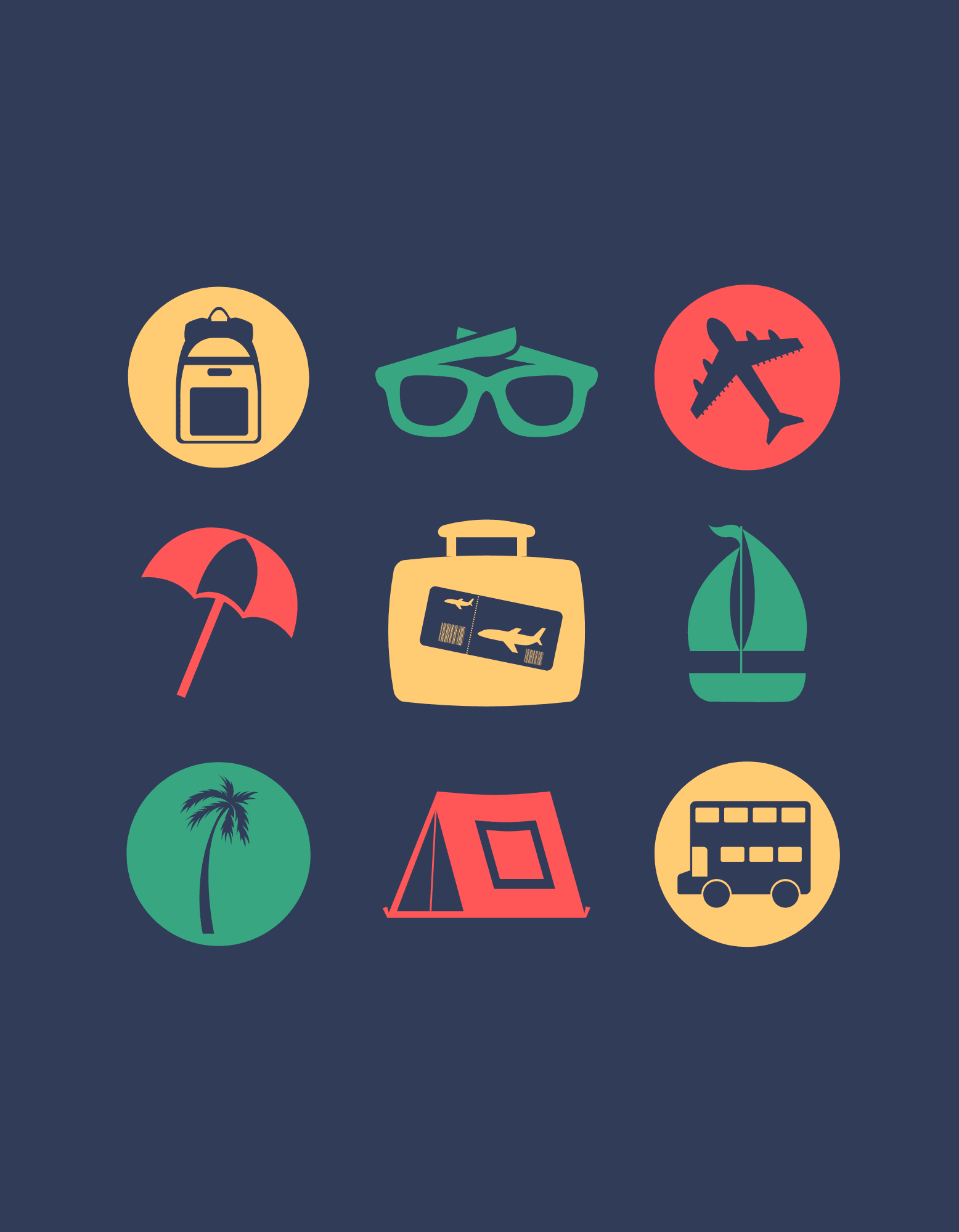 Colorful Travel Icons - The Khoj Store