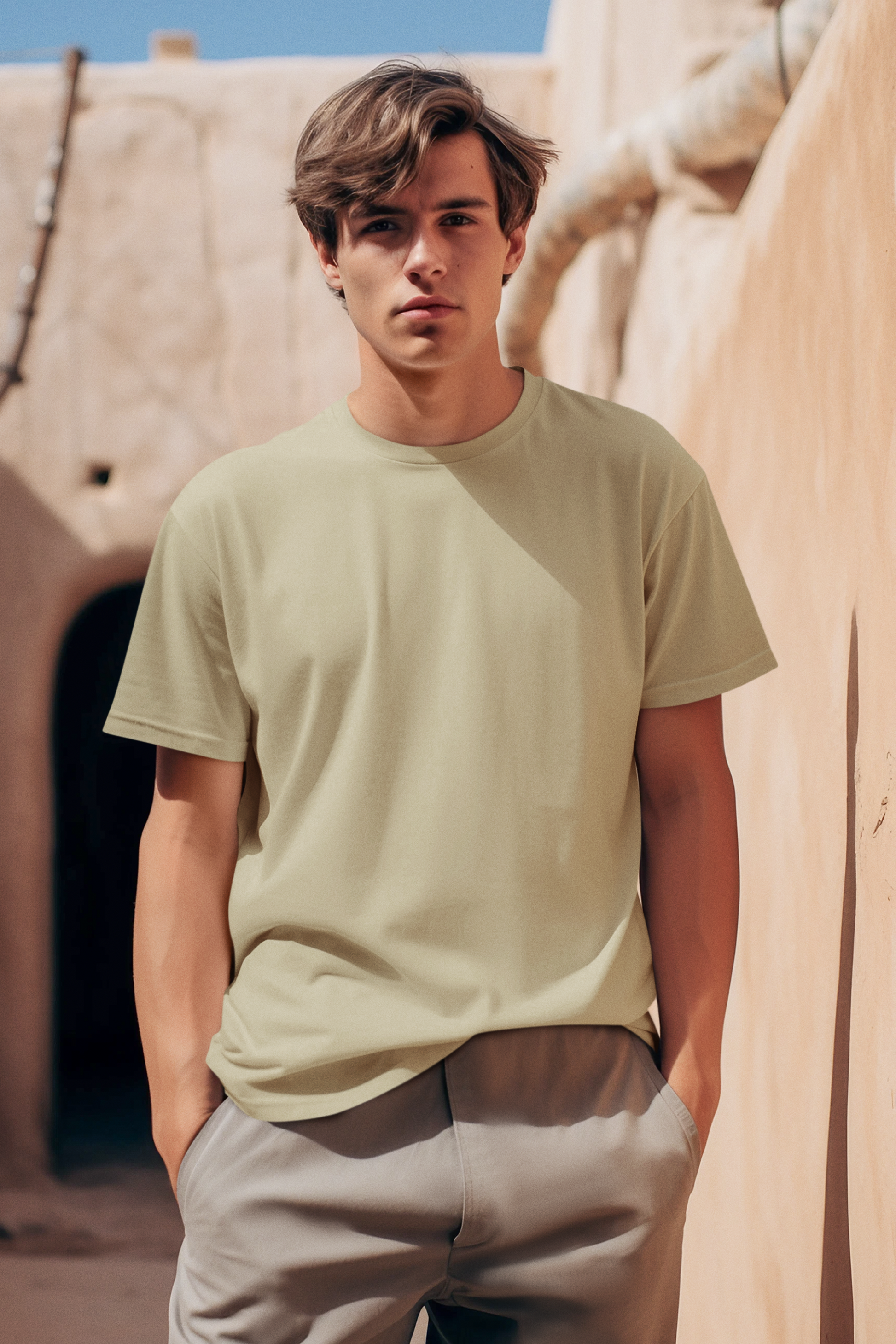 Desert Glow Beige T-Shirt - The Khoj Store