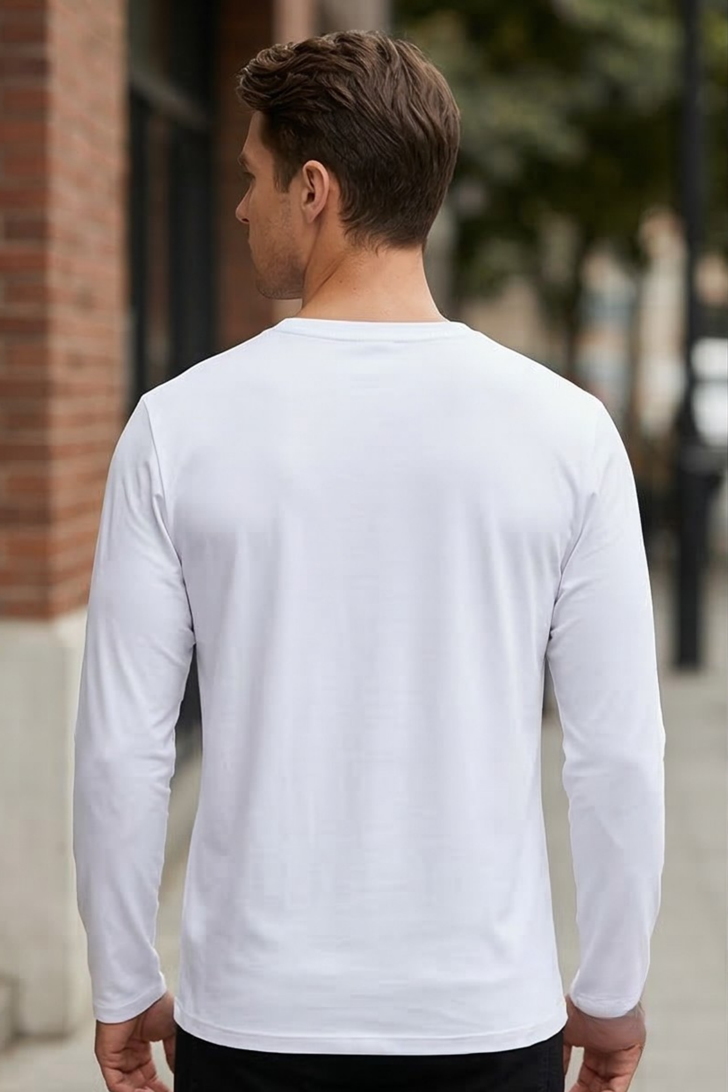 Men's White Full Sleeve T-Shirt