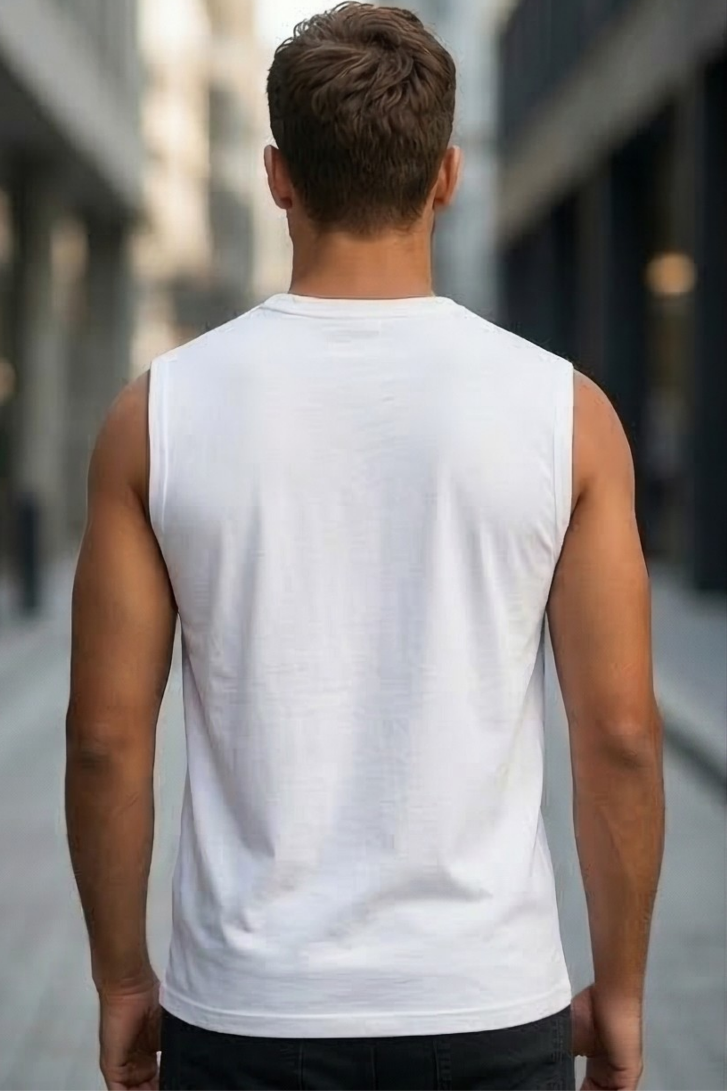 Men's White Sleeveless T-Shirt