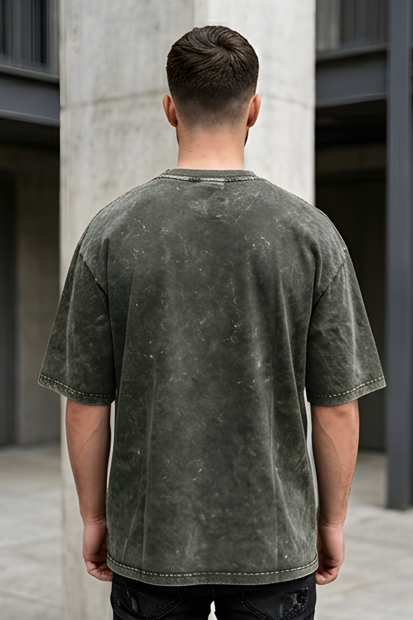 Olive Green Acid Wash Tee