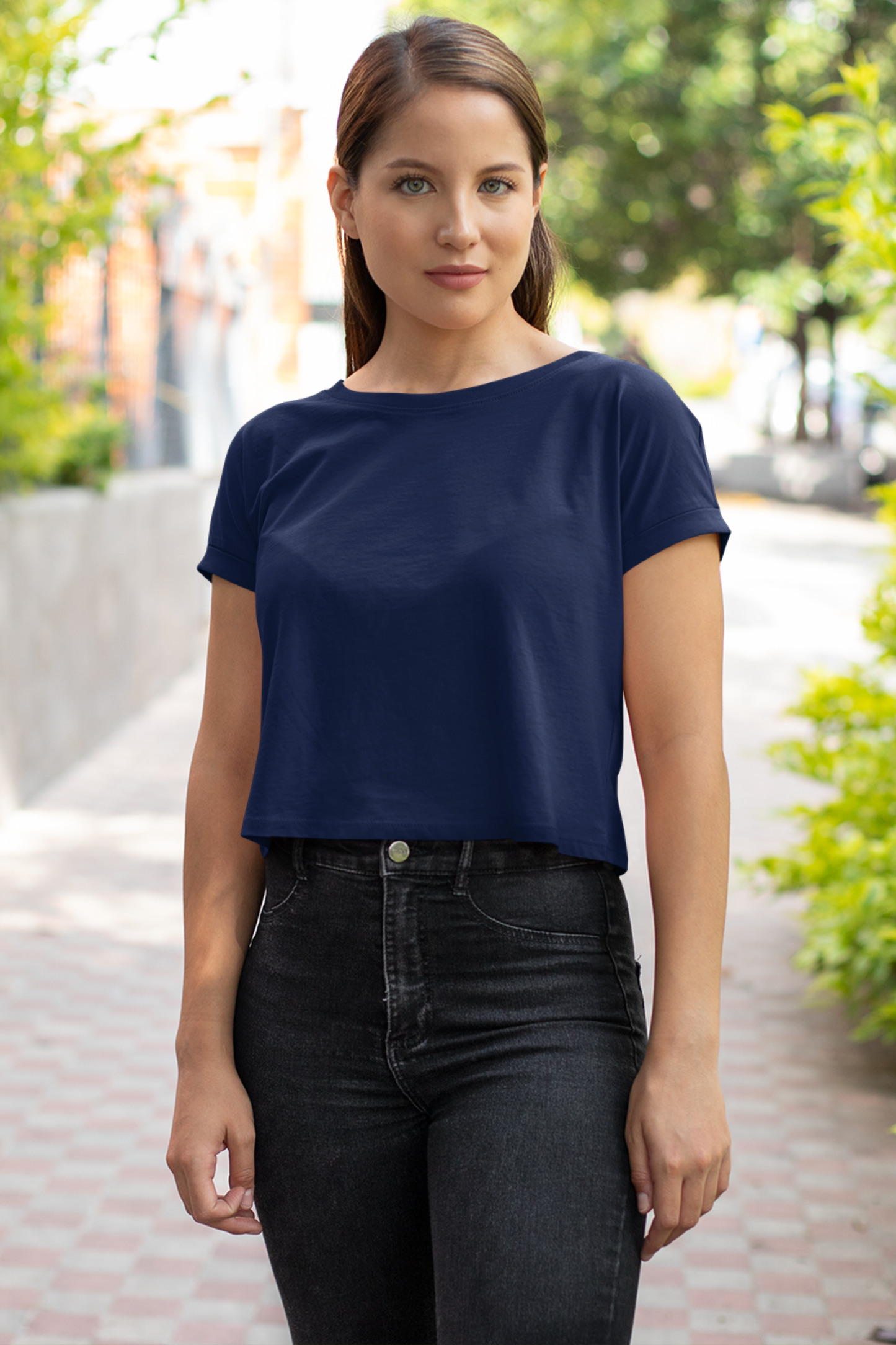 Seashell Navy Blue Crop Top