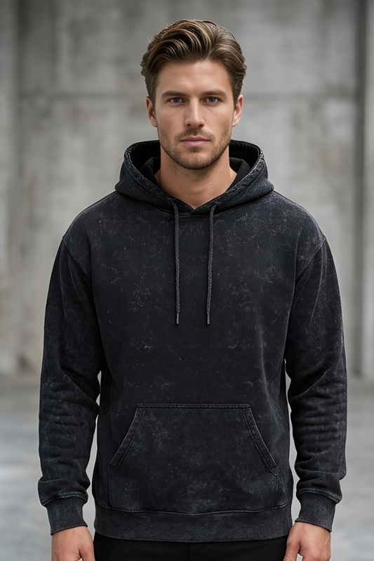 Black Acid Wash Hoodie