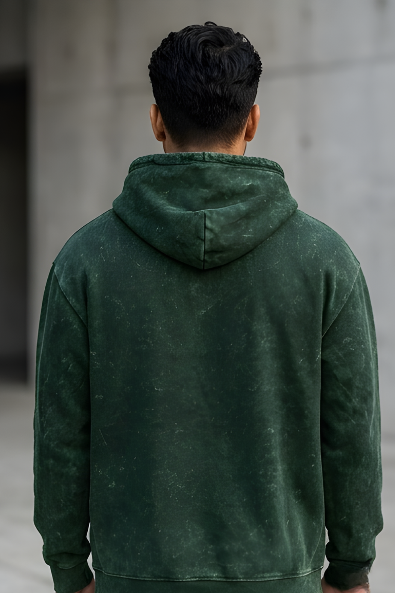Bottle Green Acid Wash Hoodie