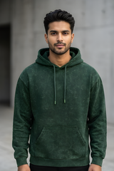 Bottle Green Acid Wash Hoodie