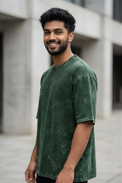 Bottle Green Acid Wash Tee