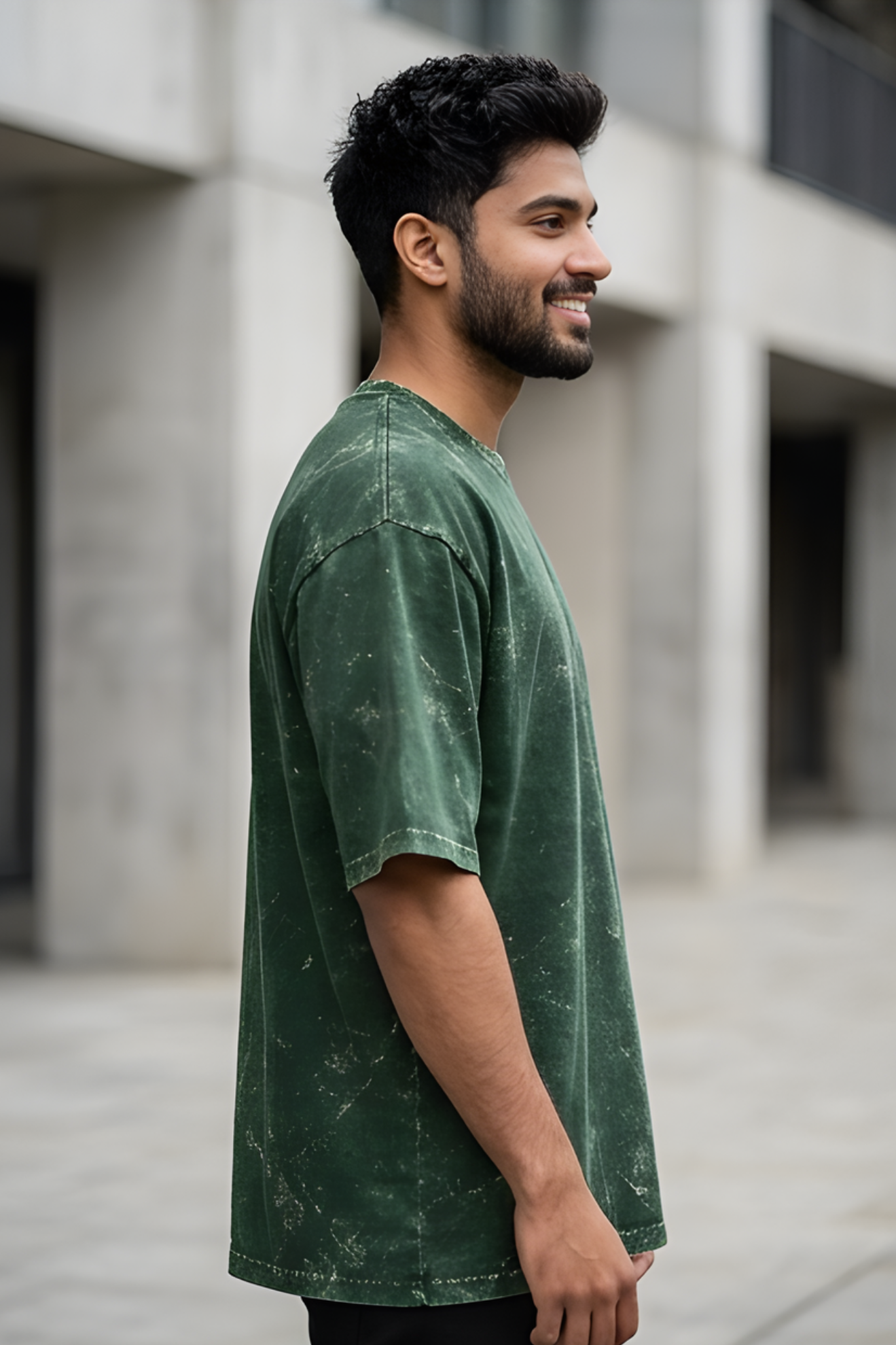 Bottle Green Acid Wash Tee