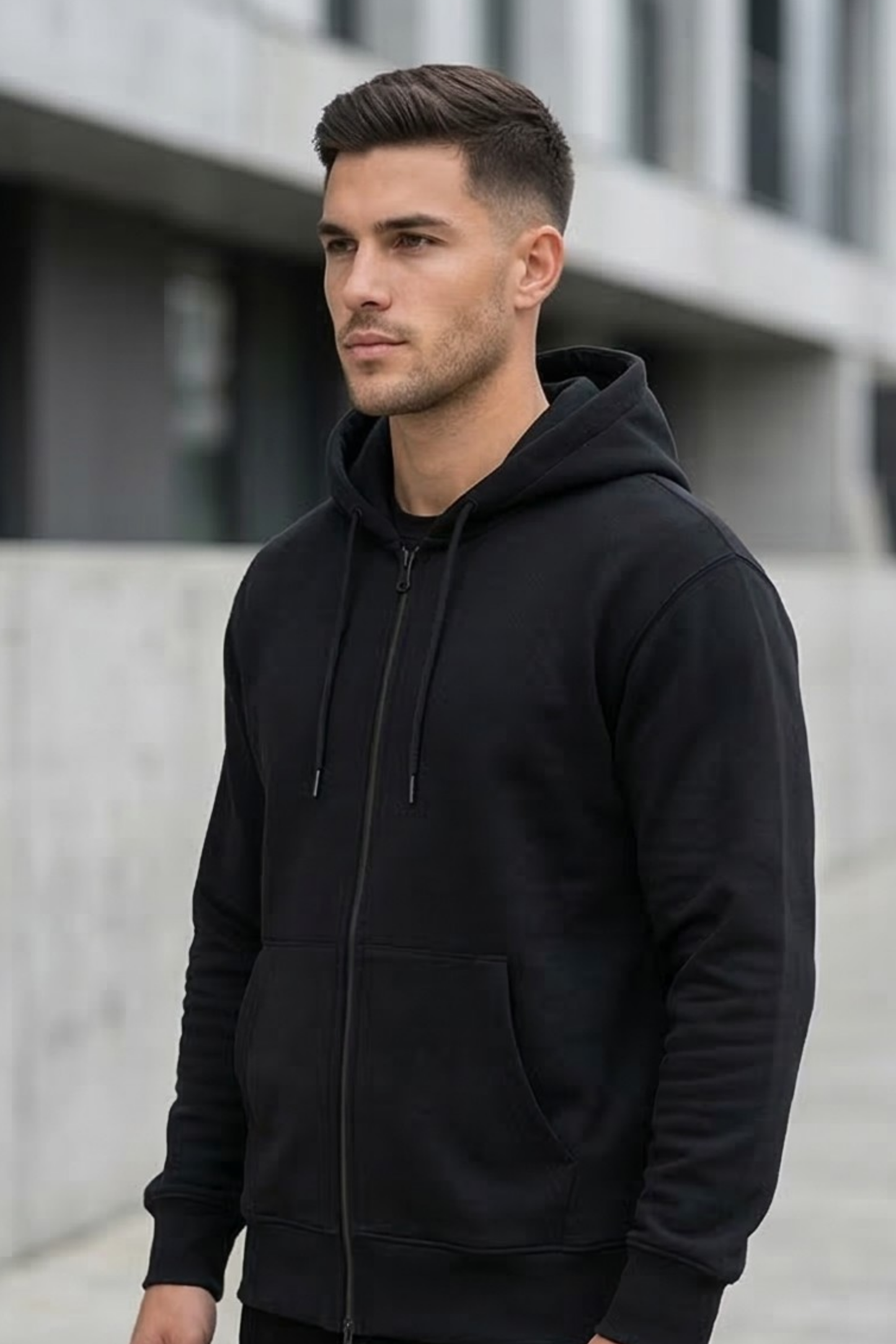 Classic Black Zipper Hoodie