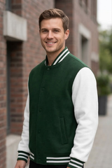 Classic Bottle Green Varsity Jacket