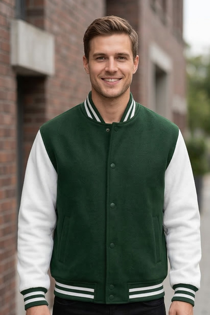 Classic Bottle Green Varsity Jacket
