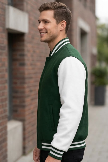 Classic Bottle Green Varsity Jacket
