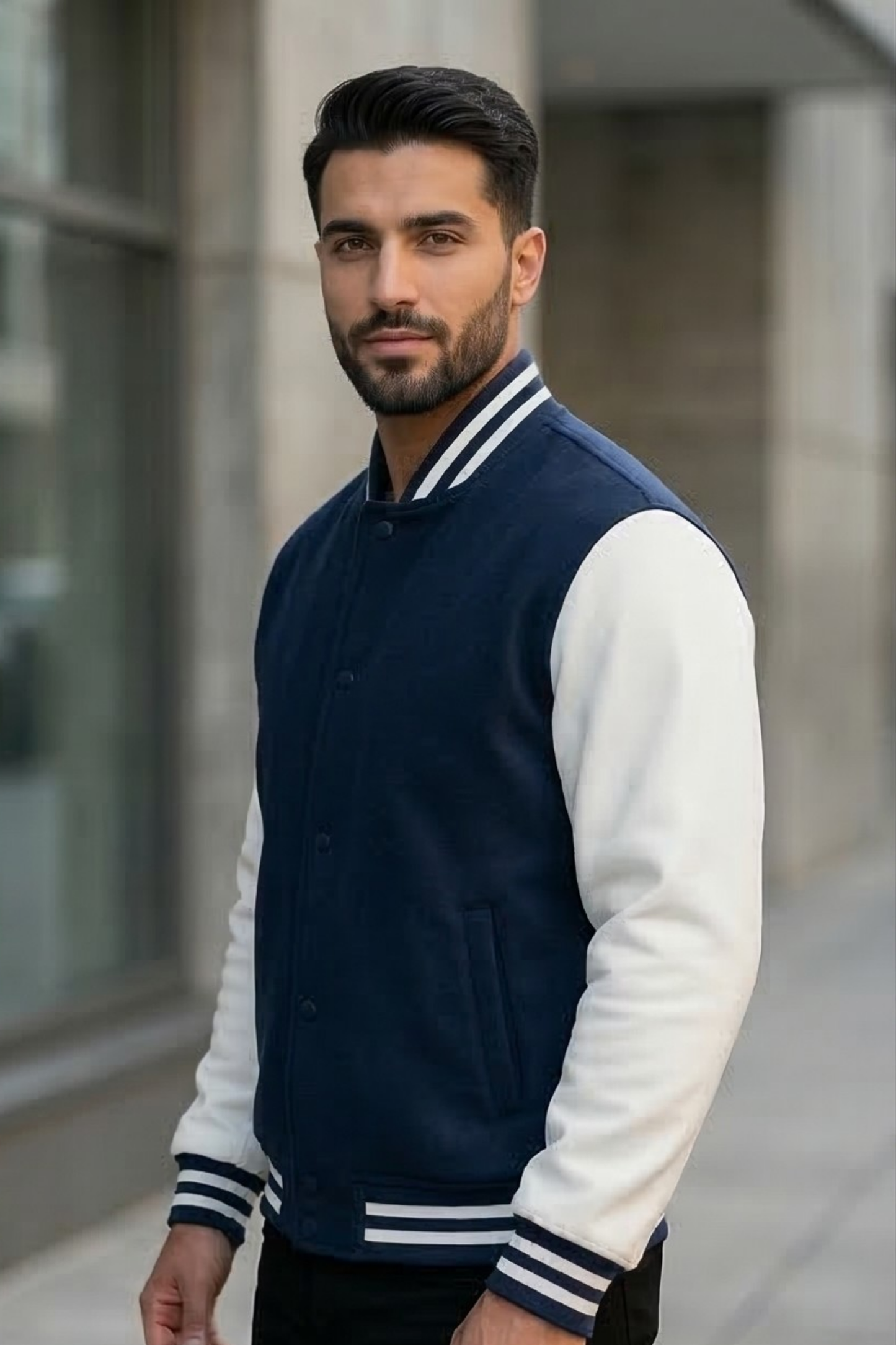 Classic Navy Blue Varsity Jacket
