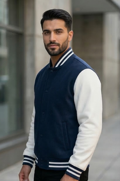 Classic Navy Blue Varsity Jacket
