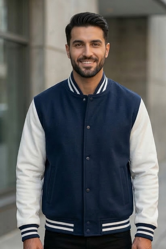 Classic Navy Blue Varsity Jacket
