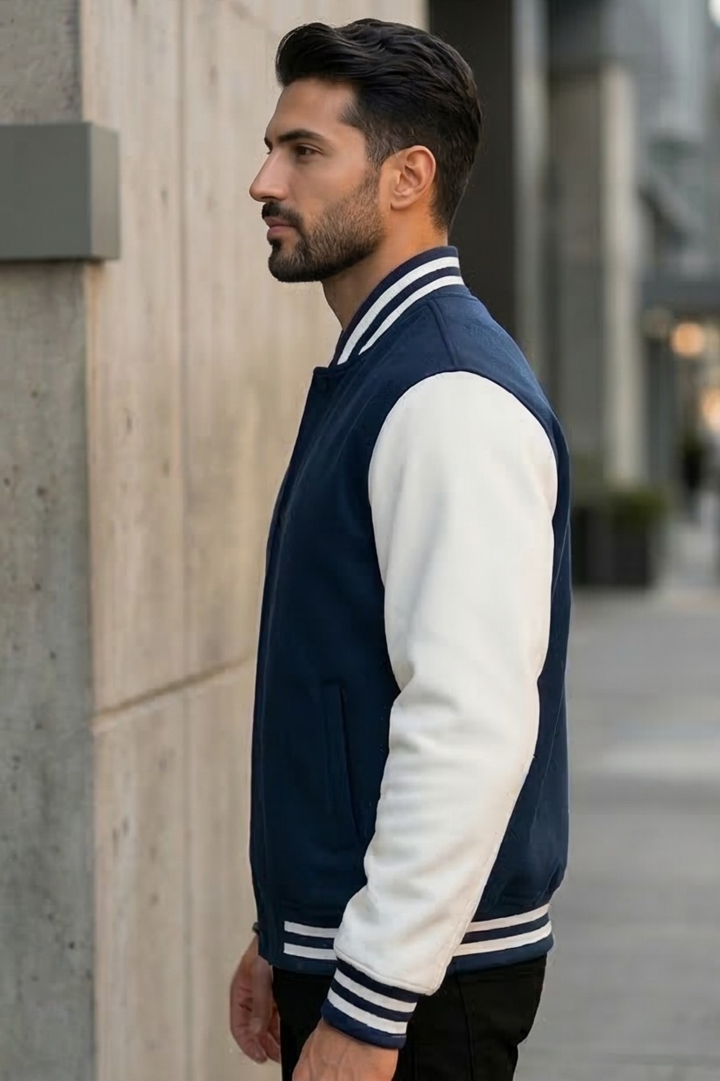 Classic Navy Blue Varsity Jacket
