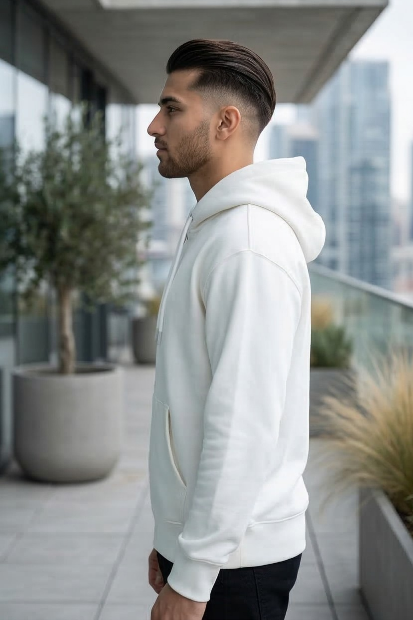 Classic White Zipper Hoodie