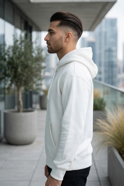 Classic White Zipper Hoodie