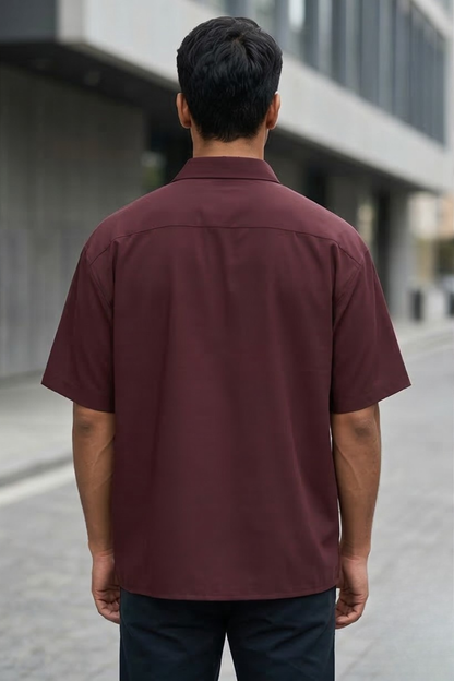 Crimson Dusk Maroon Oversized Shirt