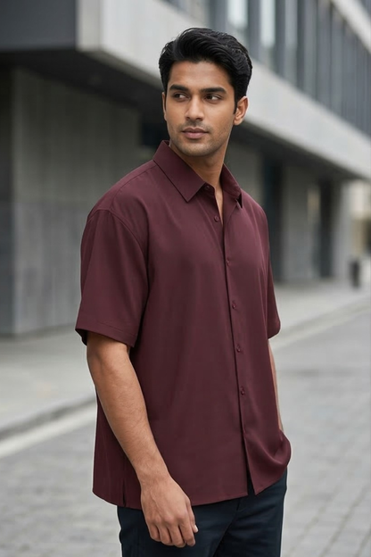 Crimson Dusk Maroon Oversized Shirt