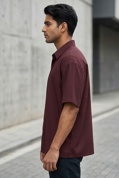 Crimson Dusk Maroon Oversized Shirt