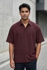 Crimson Dusk Maroon Oversized Shirt