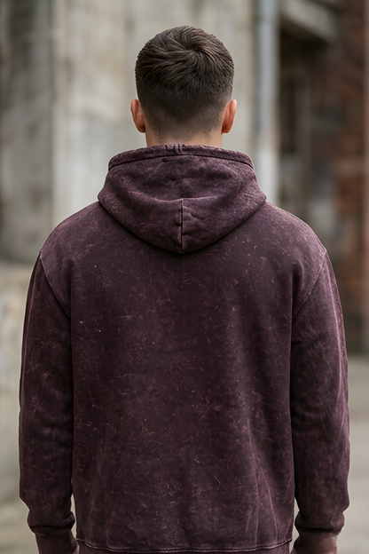 Maroon Acid Wash Hoodie