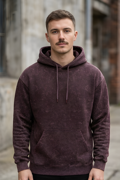 Maroon Acid Wash Hoodie