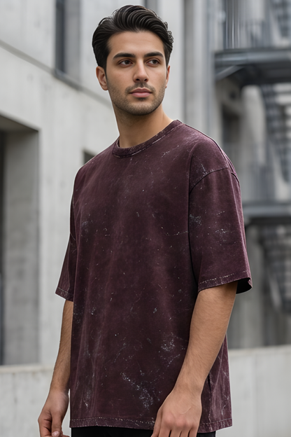 Maroon Acid Wash Tee