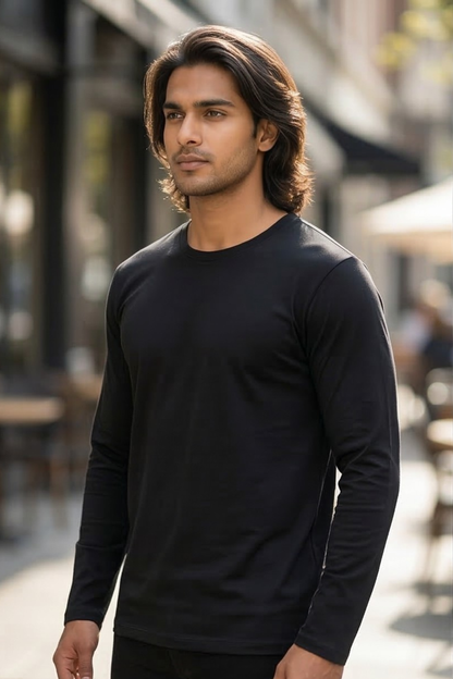 Men's Black Full Sleeve T-Shirt
