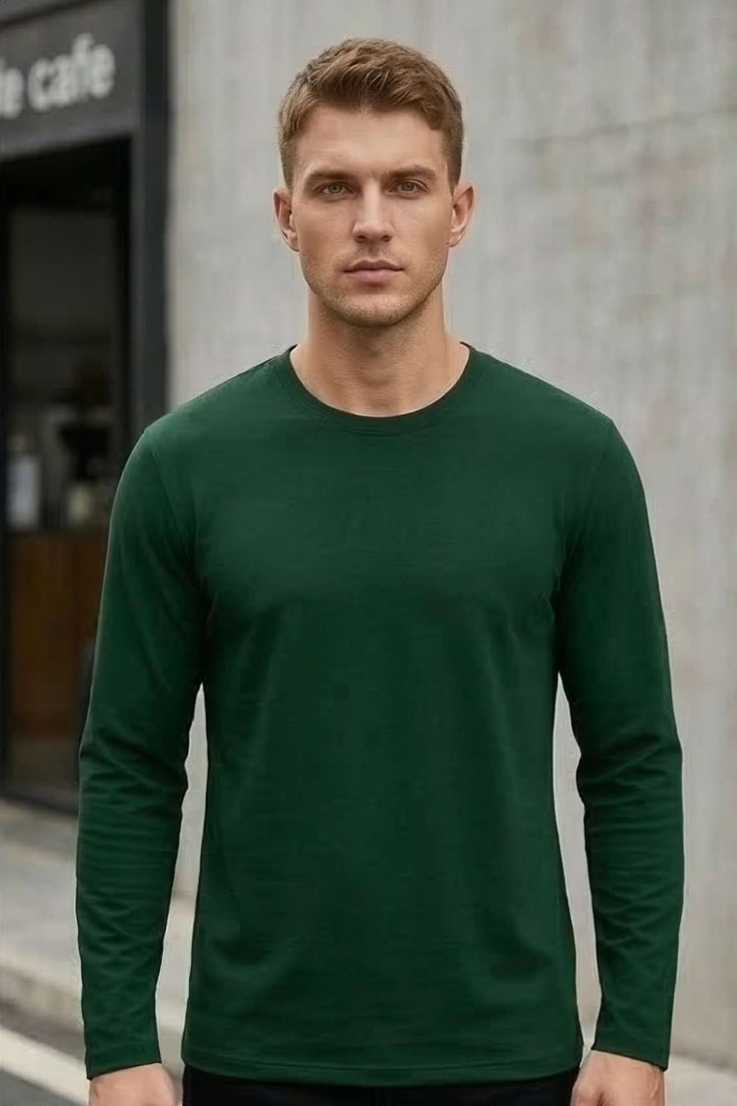 Men's Bottle Green Full Sleeve T-Shirt