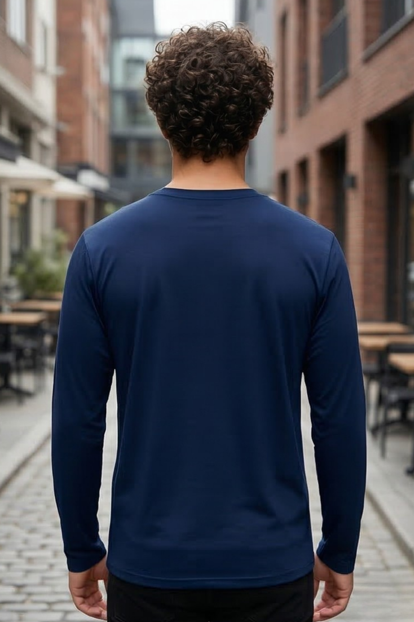 Men's Navy Blue Full Sleeve T-Shirt