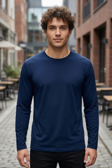 Men's Navy Blue Full Sleeve T-Shirt