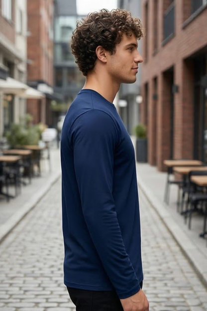 Men's Navy Blue Full Sleeve T-Shirt