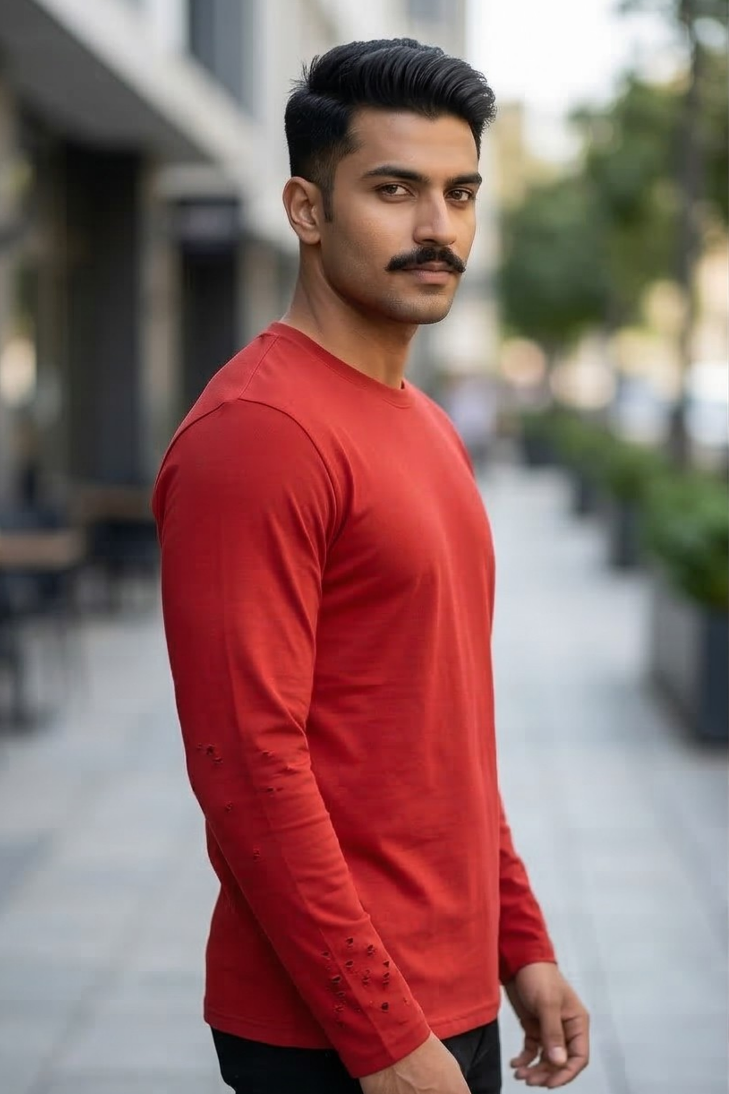 Men's Red Full Sleeve T-Shirt