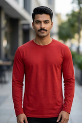 Men's Red Full Sleeve T-Shirt
