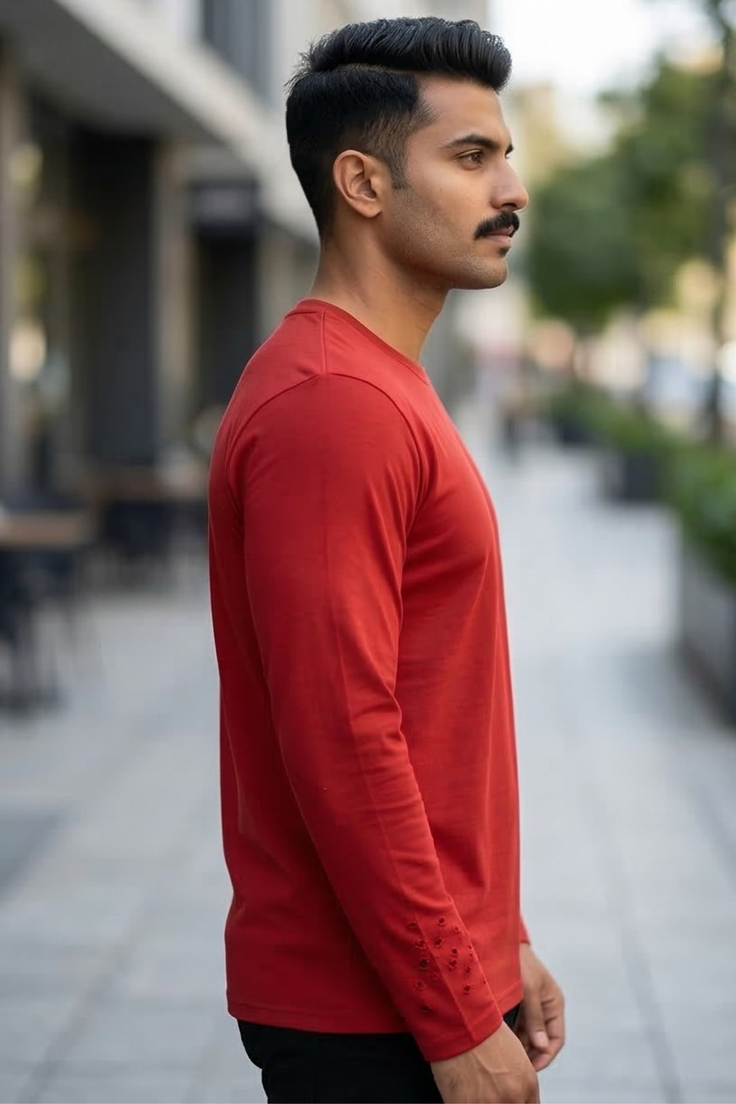 Men's Red Full Sleeve T-Shirt
