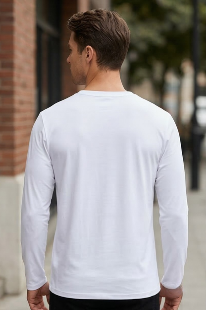 Men's White Full Sleeve T-Shirt