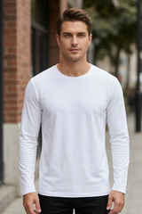 Men's White Full Sleeve T-Shirt