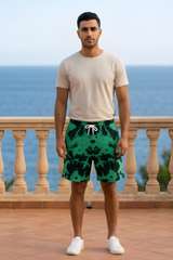 Men's Green Black Tie Dye Shorts