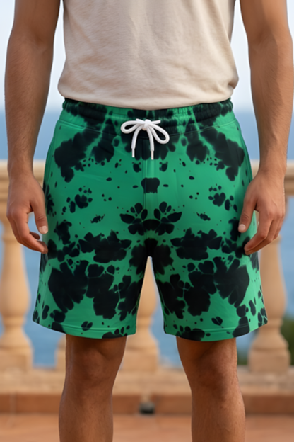 Men's Green Black Tie Dye Shorts