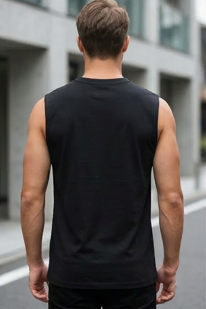 Men's Black Sleeveless T-Shirt
