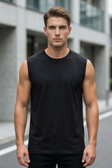 Men's Black Sleeveless T-Shirt