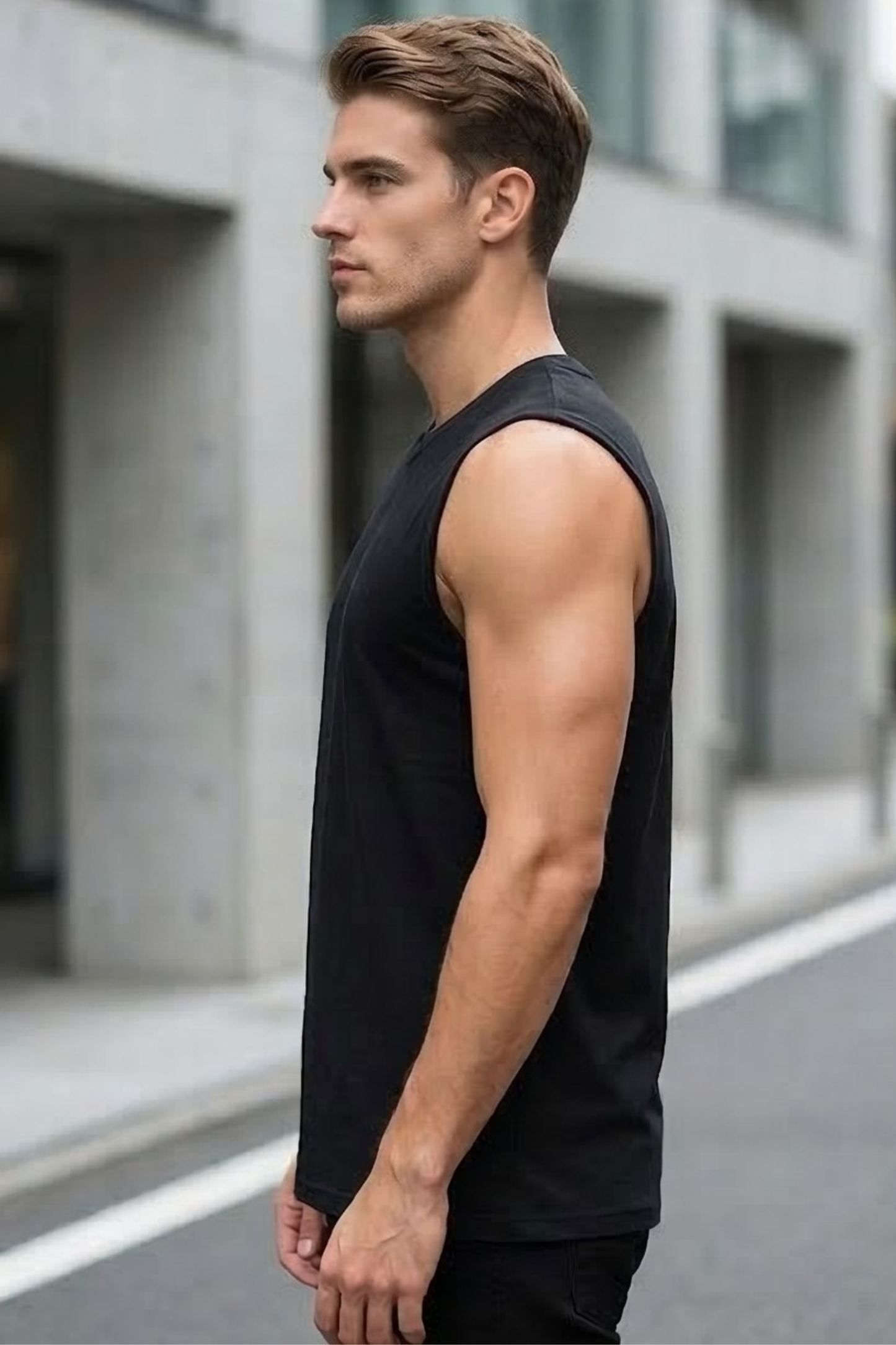 Men's Black Sleeveless T-Shirt
