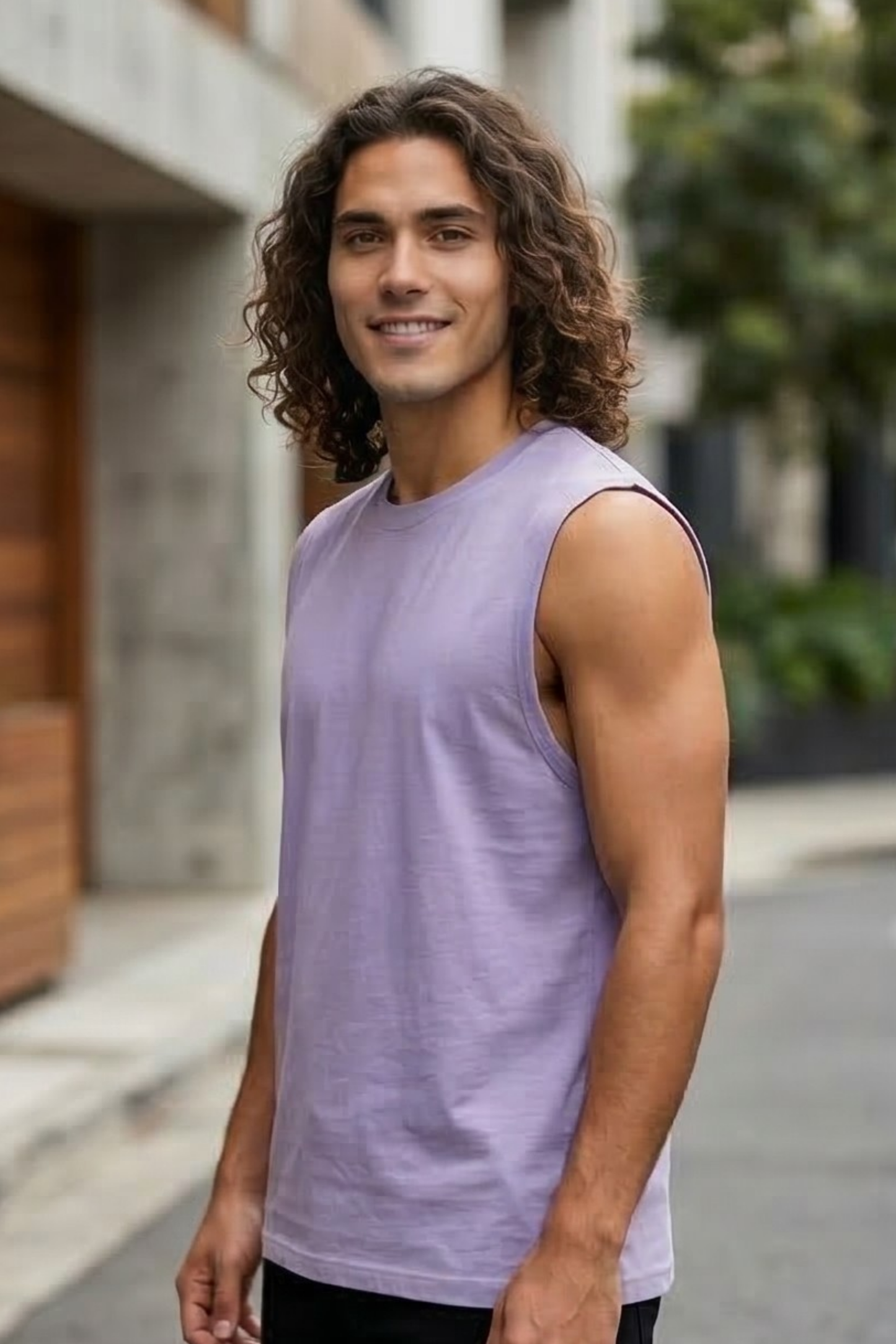 Men's Lavender Sleeveless T-Shirt
